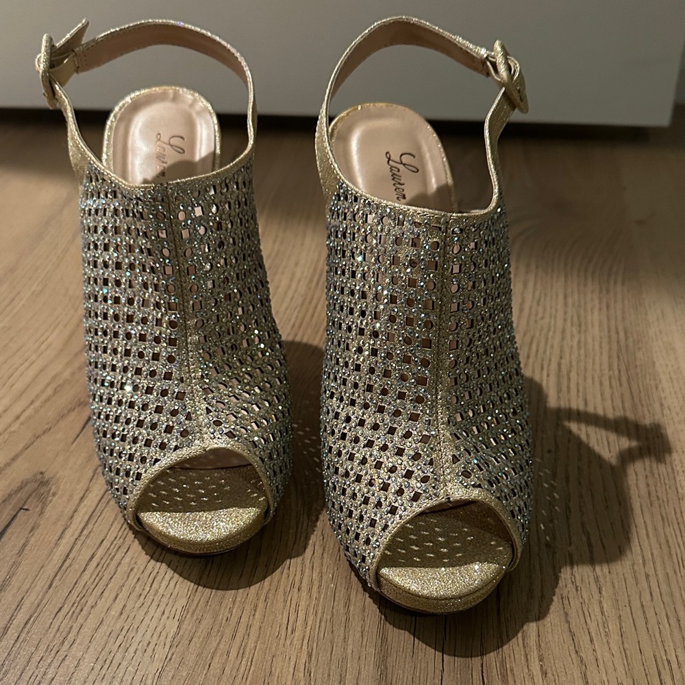 Lauren Lorraine Glittering Gold Heels